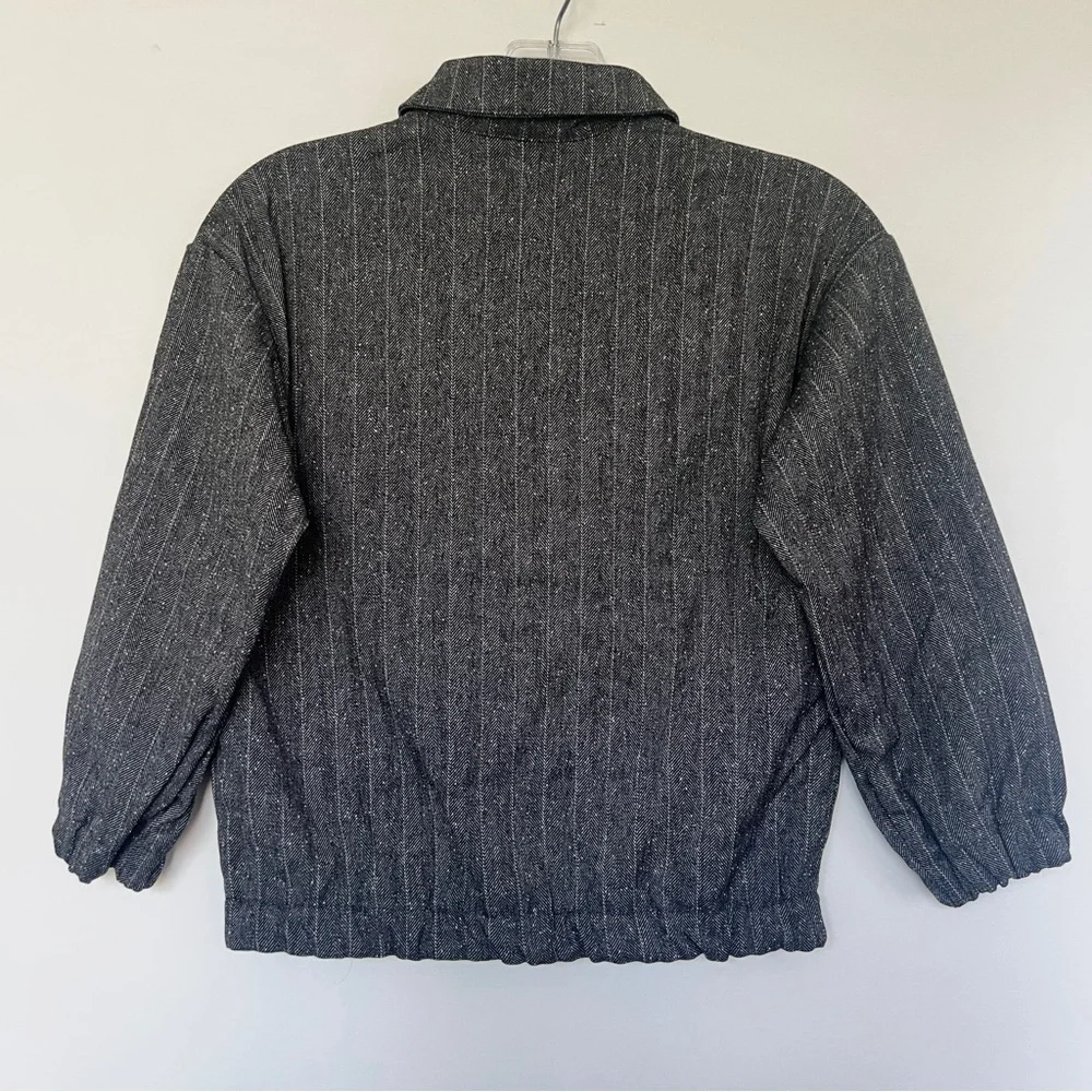 H&M Kids charcoal gray striped sporty collared bomber jacket
